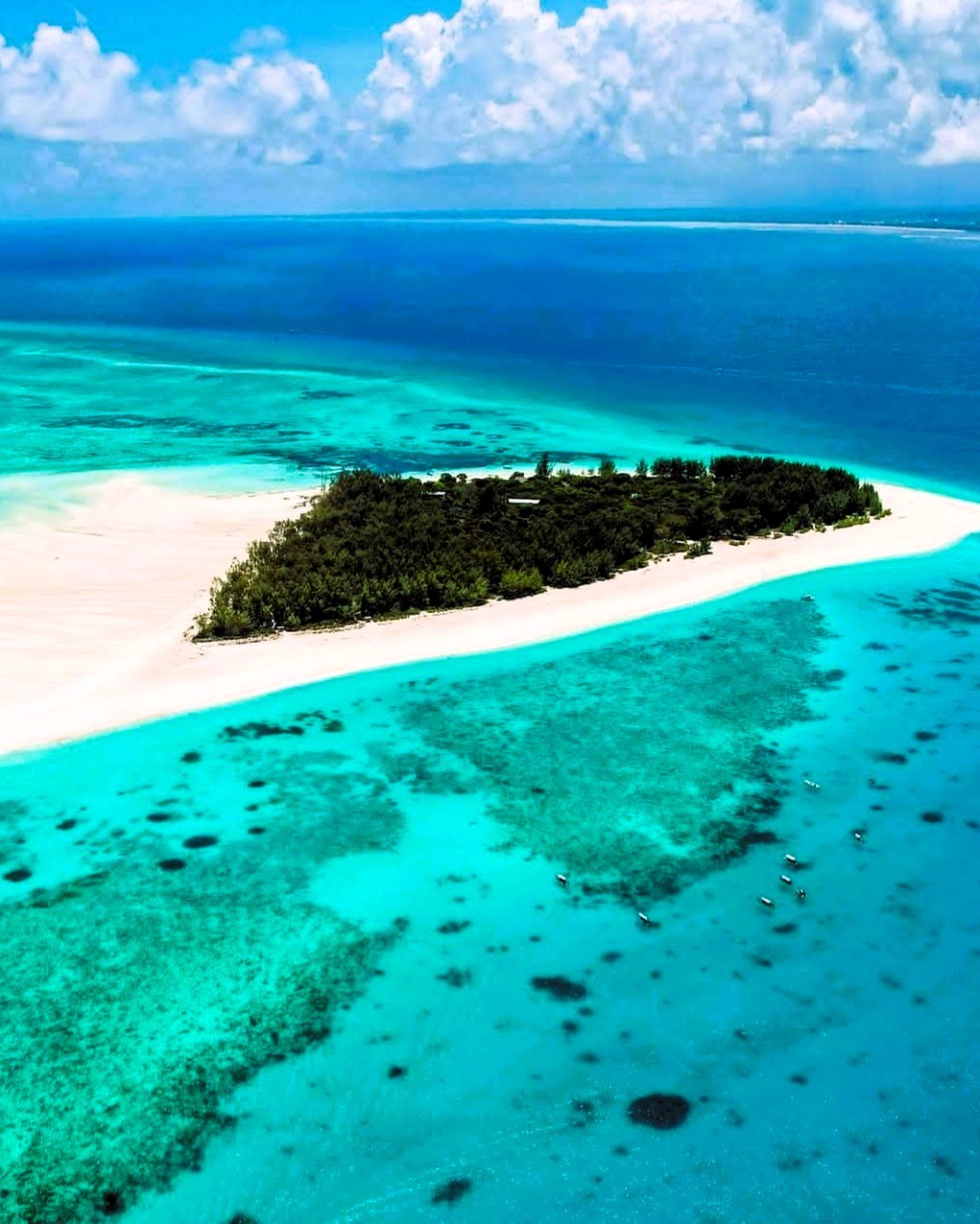 Mnemba island view from drone camera